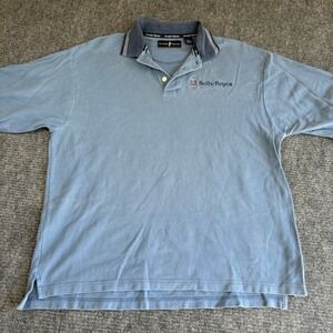Arnold Palmer Mens XL Blue Polo Shirt Rolls-Royce Embroidered Logo Cotton 3323